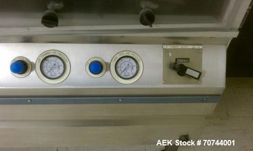 Used Cloud 2-1/2" Pitch ServOriginal High Speed Pouch Machine. 2500 Pouches per minute, set up on 2 1/2" centers and includes a Z-Automation model CH9-041 cartoner. Accommodates 24" rolls x 14"wide o...