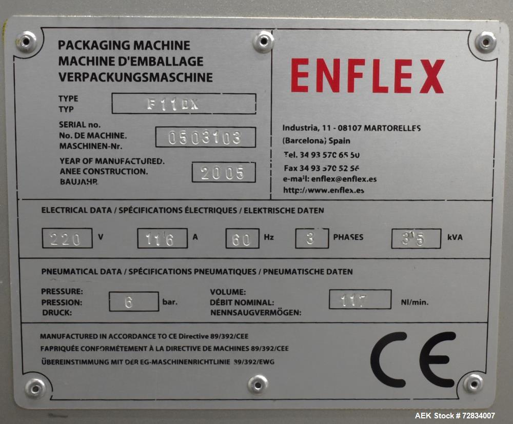 Pre-Owned Enflex Model F11DX Horizontal Form Fill Seal Machine