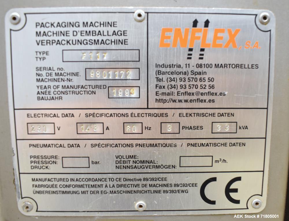 Used Enflex Model F11T Horizontal Form Fill Seal Pouch Machine with Liquid Fill