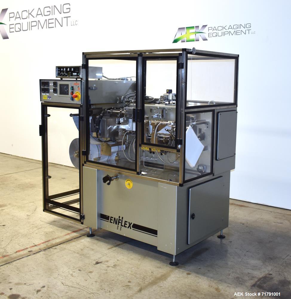 Used Enflex Model F11 Small Footprint Horizontal Form Fill Seal Pouch Machine.