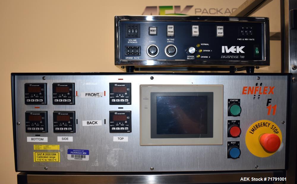 Used Enflex Model F11 Small Footprint Horizontal Form Fill Seal Pouch Machine.