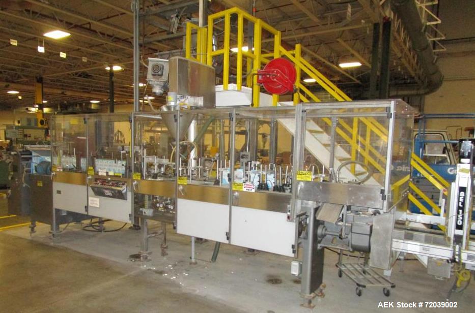 Used Klockner Bartelt Model IM7-14 Horizontal Form Fill Seal Machine with Auger Filler. Rated for speeds up to 100 cpm. Has pouch size range: width 2" - 5-3/4"; height 2" - 9" (change parts may be re...