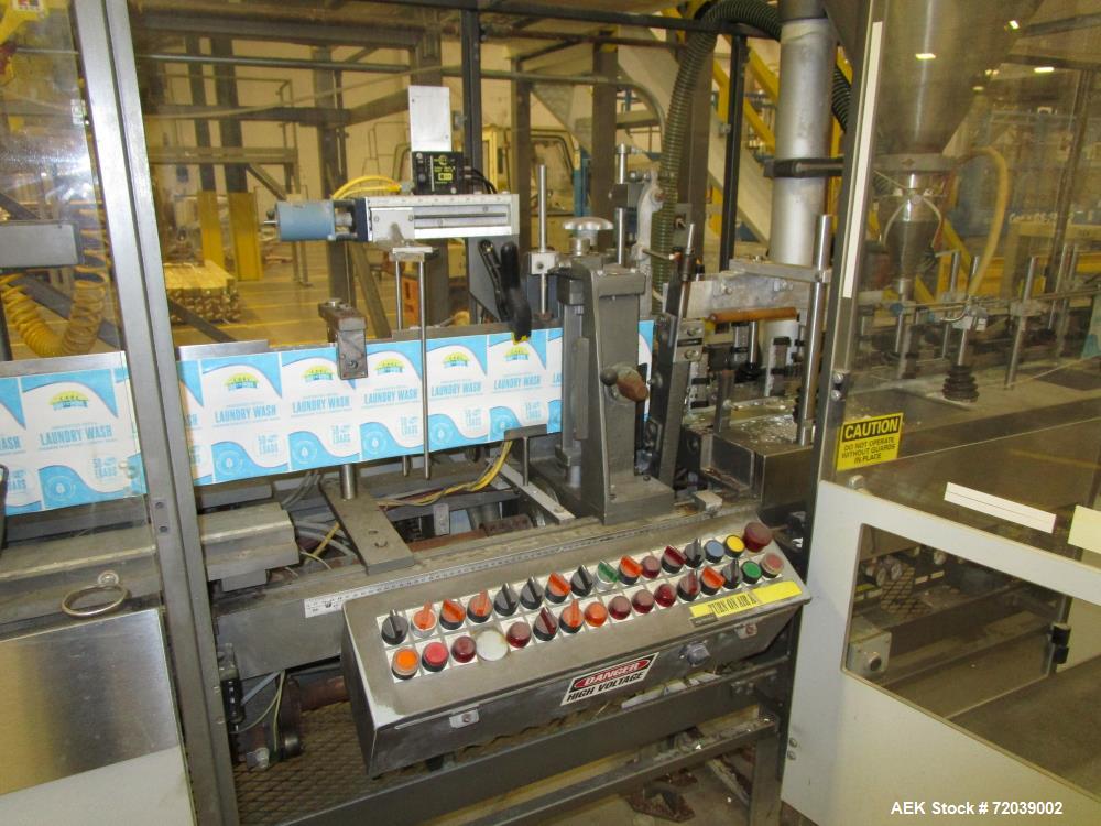 Used Klockner Bartelt Model IM7-14 Horizontal Form Fill Seal Machine with Auger Filler. Rated for speeds up to 100 cpm. Has pouch size range: width 2" - 5-3/4"; height 2" - 9" (change parts may be re...
