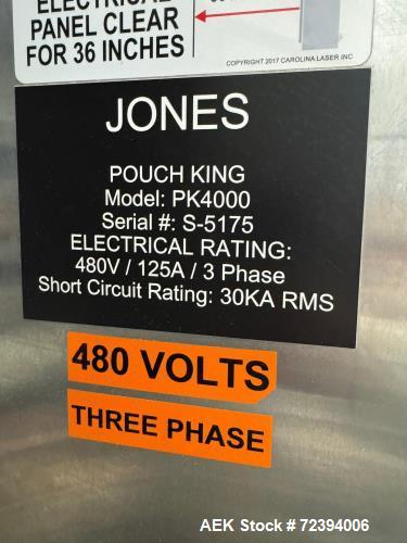Used R.A. Jones Pouch King PK4000 Horizontal Form Fill Seal Sachet Packaging Line with Film Splicer & Rotary Knife