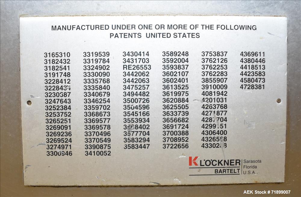 Used- KHS Klockner Bartelt Horizontal Form, Fill & Seal Pouch Machine