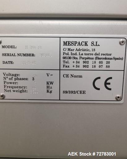 Mespack Model H-260-FE Horizontal Form Fill Seal for Stand Up Pouches