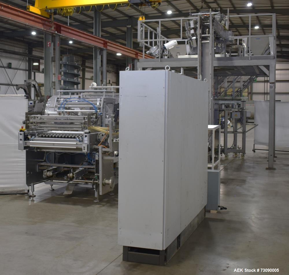 Used SN Machinery (Laudenberg) Model FBM22 Duplex Horizontal Form, Fill and Seal Pouch Machine with Zipper Attachment. Pouching Machine, capable of making stand-up pouches at speeds up to 200 pouches...
