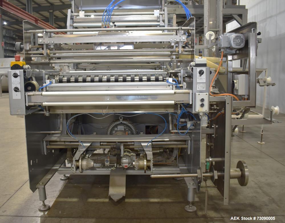 Used SN Machinery (Laudenberg) Model FBM22 Duplex Horizontal Form, Fill and Seal Pouch Machine with Zipper Attachment. Pouching Machine, capable of making stand-up pouches at speeds up to 200 pouches...