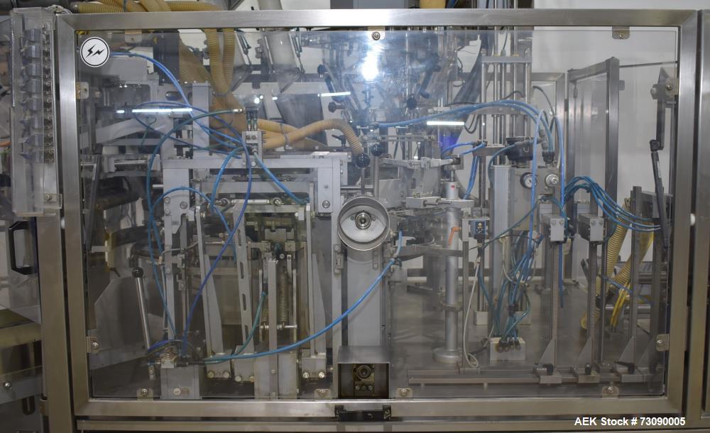 Used SN Machinery (Laudenberg) Model FBM22 Duplex Horizontal Form, Fill and Seal Pouch Machine with Zipper Attachment. Pouching Machine, capable of making stand-up pouches at speeds up to 200 pouches...