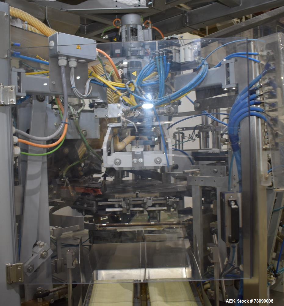 Used SN Machinery (Laudenberg) Model FBM22 Duplex Horizontal Form, Fill and Seal Pouch Machine with Zipper Attachment. Pouching Machine, capable of making stand-up pouches at speeds up to 200 pouches...