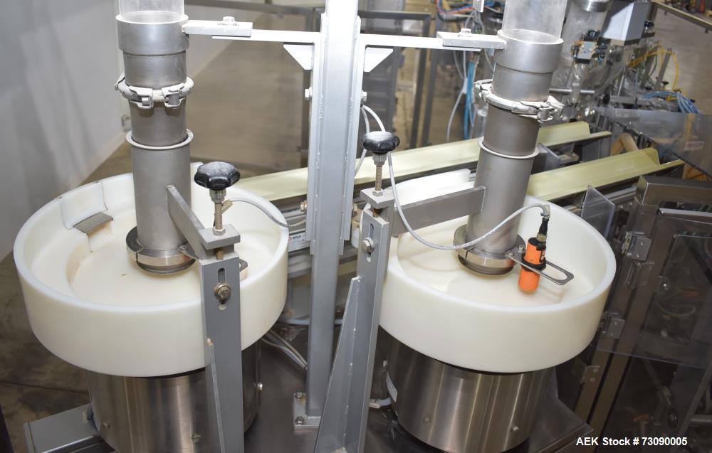 Used SN Machinery (Laudenberg) Model FBM22 Duplex Horizontal Form, Fill and Seal Pouch Machine with Zipper Attachment. Pouching Machine, capable of making stand-up pouches at speeds up to 200 pouches...