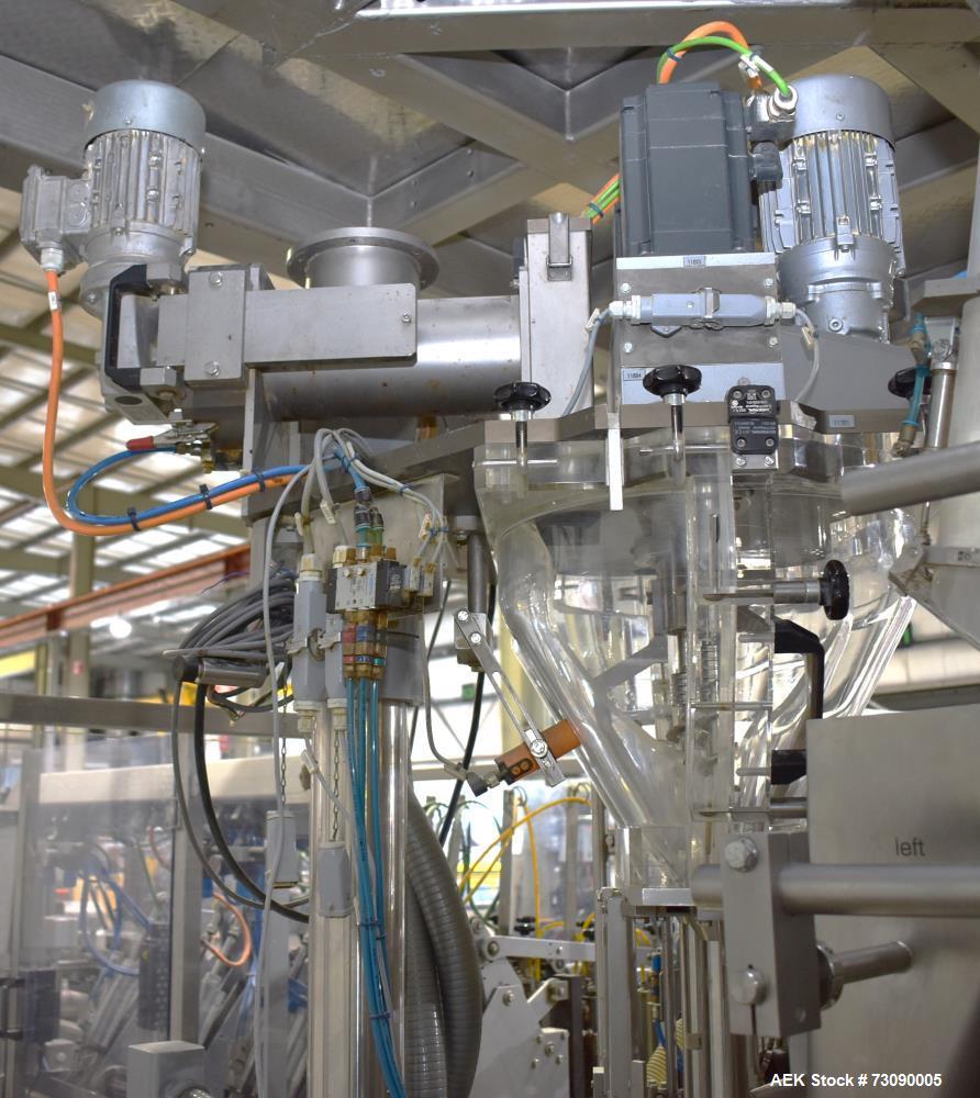 Used SN Machinery (Laudenberg) Model FBM22 Duplex Horizontal Form, Fill and Seal Pouch Machine with Zipper Attachment. Pouching Machine, capable of making stand-up pouches at speeds up to 200 pouches...
