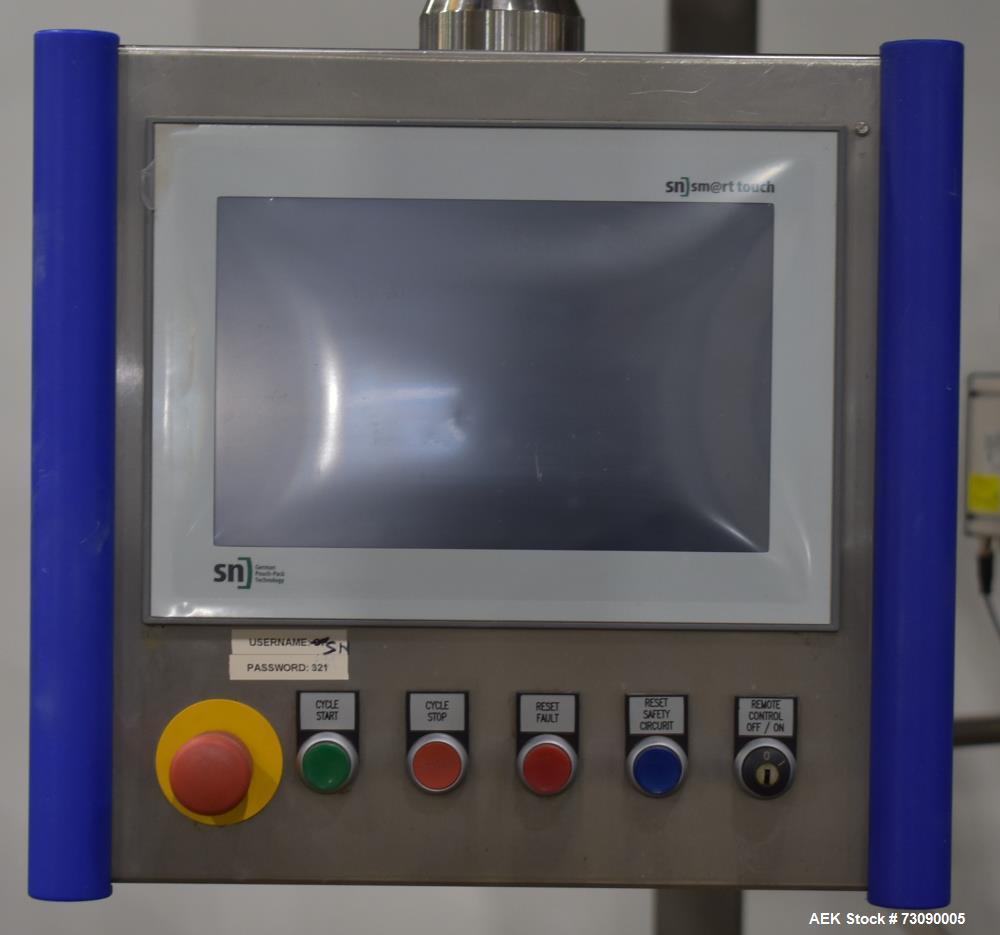 Used SN Machinery (Laudenberg) Model FBM22 Duplex Horizontal Form, Fill and Seal Pouch Machine with Zipper Attachment. Pouching Machine, capable of making stand-up pouches at speeds up to 200 pouches...