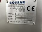 Used Bossar Form & Fill Horizontal Pouch Filler, Model B 1400 D. Capable of speeds up to 110. Size range 50mm to 140mm wide x 50mm to 210mm height. Maximum fill volume 400cc. Setup for 4 sided seal p...