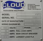 Used Cloud Packaging Systems Pouch Form Fill Seal, model ServOriginal High Speed Pouch Machine (sn 3289). Machine rated for speeds up to 2200 pouches per minute, set up on 2-1/2