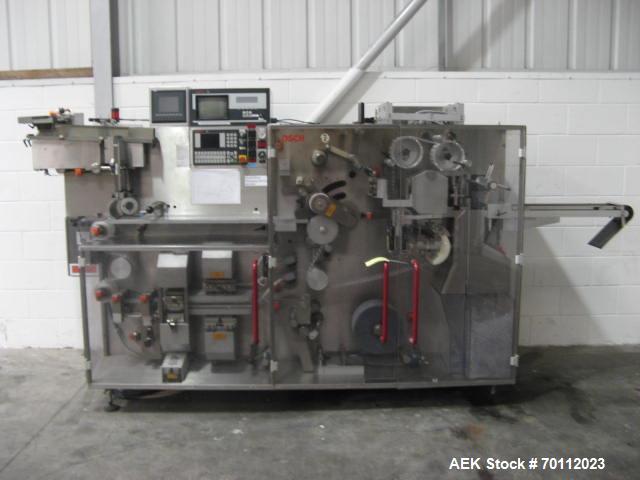 Used Bosch Pharmaceutical Blister Pack Solid Dose Thermoformer, Model TLT 1200. Machine is capable of speeds up to 200 blisters per minute (depending on product and blister format/material). Blister ...