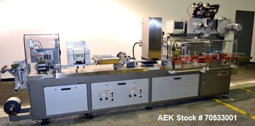 Used Klockner Medipak Model CP-2 EEL Blisterpack Machine. Capable of speeds from 20 to 60 cycles per minute. Max base film width: 150mm. Max film advance (draw off length): 150mm. Max froming depth: ...