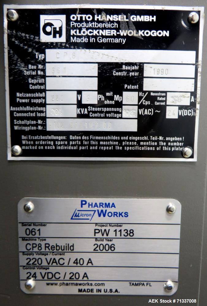Used Klockner Medipak Model CP-8 Solid Dose Blister Pack Machine