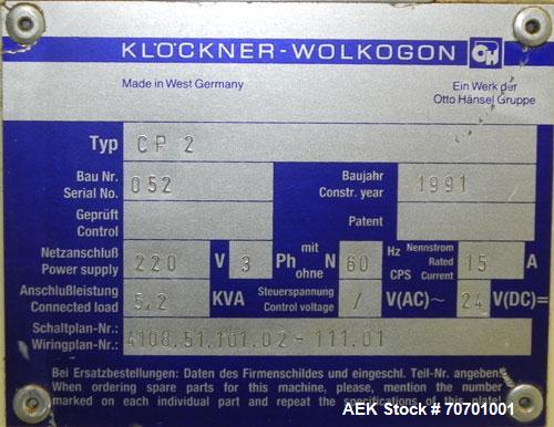 Used Klockner Model CP2 Blister Pack Machine