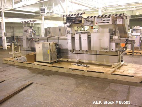 Used Klockner Thermoforming Blister Machine Model CP8. Designed to handle 12-25 mm draw depths, 175 mm max width, 112 mm max advance, 167 mm x 110 mm effective surface at up to 60 cycles/minute at up...