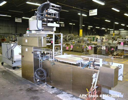 Used MAC III Model Super 2000 Blister Pack Machine. Machine is capable of up to 50 cycles per minute. Has maximum web dimensions of 8.67" or 220 mm wide with a 20" maximum diameter roll (2.75" to 3" ...