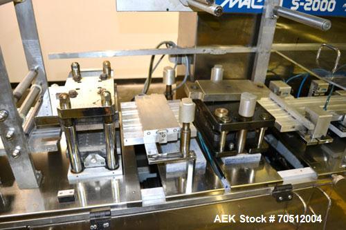 Used MAC III Model Super 2000 Blister Pack Machine. Machine is capable of up to 50 cycles per minute. Has maximum web dimensions of 8.67" or 220 mm wide with a 20" maximum diameter roll (2.75" to 3" ...