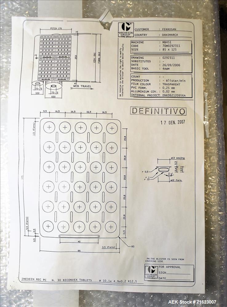 Used- Marchesini Blister Machine, Type MB451