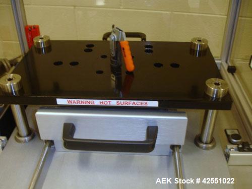 Used Sepha Blister Pack Machine, Model EZ Blister. 190mm x 130mm format area, up to 14mm draw depth, 165mm foil width, 110 volt on portable cart with multiple sets of change parts, serial #0055, new ...