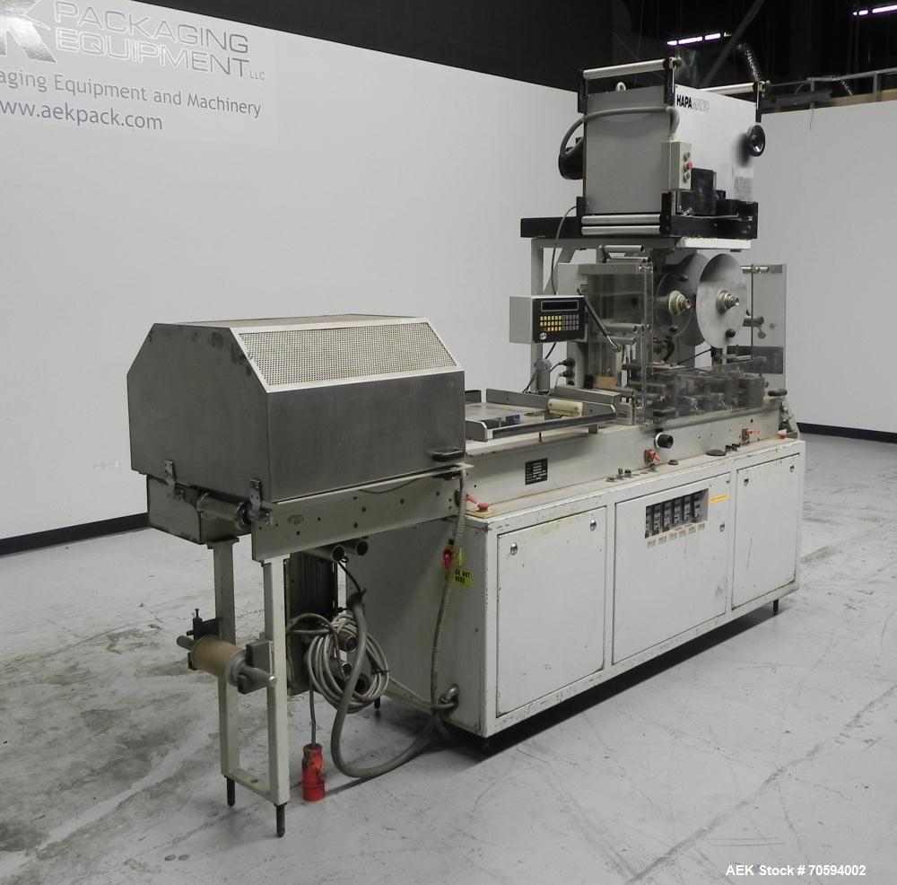 Used Noack Model DPN 760 Blisterpack Thermoformer Machine. Capable of speeds up to 60 cycles per minute. Maximum foil width 165 mm, indexing length 123 mm, forming area 150 mm x 120 mm, forming depth...