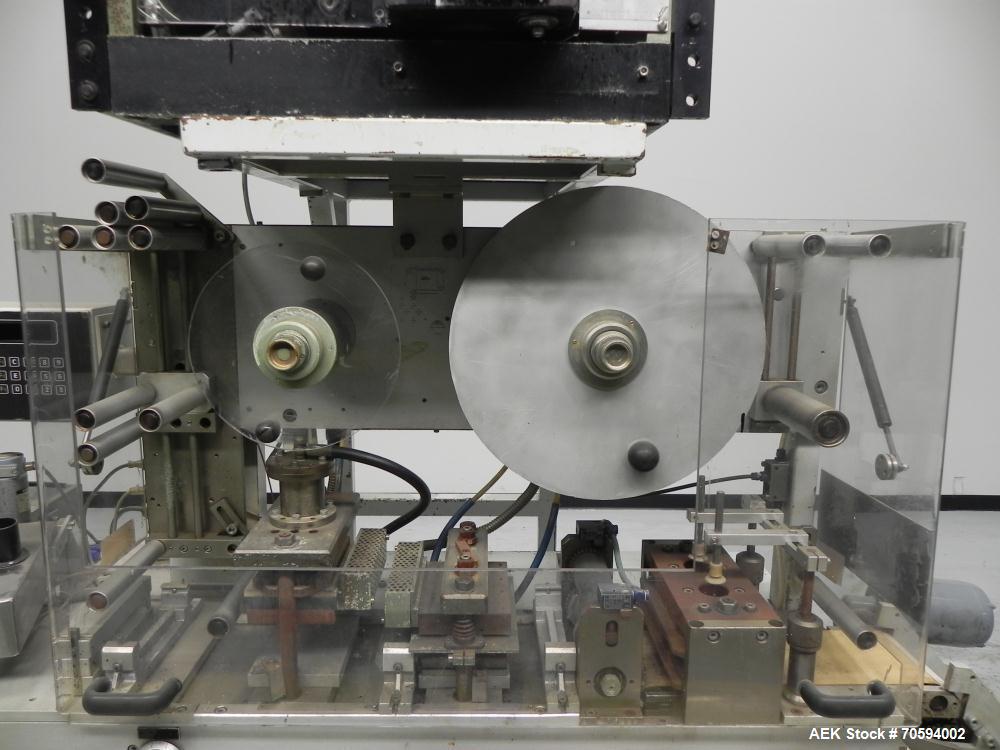 Used Noack Model DPN 760 Blisterpack Thermoformer Machine. Capable of speeds up to 60 cycles per minute. Maximum foil width 165 mm, indexing length 123 mm, forming area 150 mm x 120 mm, forming depth...