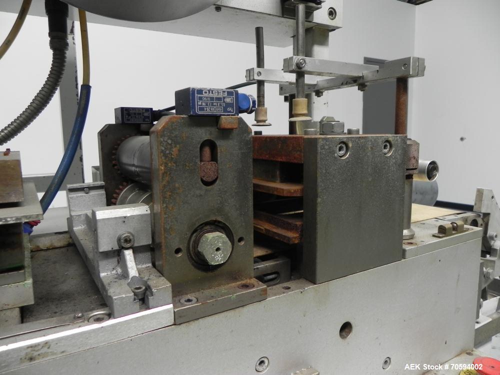 Used Noack Model DPN 760 Blisterpack Thermoformer Machine. Capable of speeds up to 60 cycles per minute. Maximum foil width 165 mm, indexing length 123 mm, forming area 150 mm x 120 mm, forming depth...