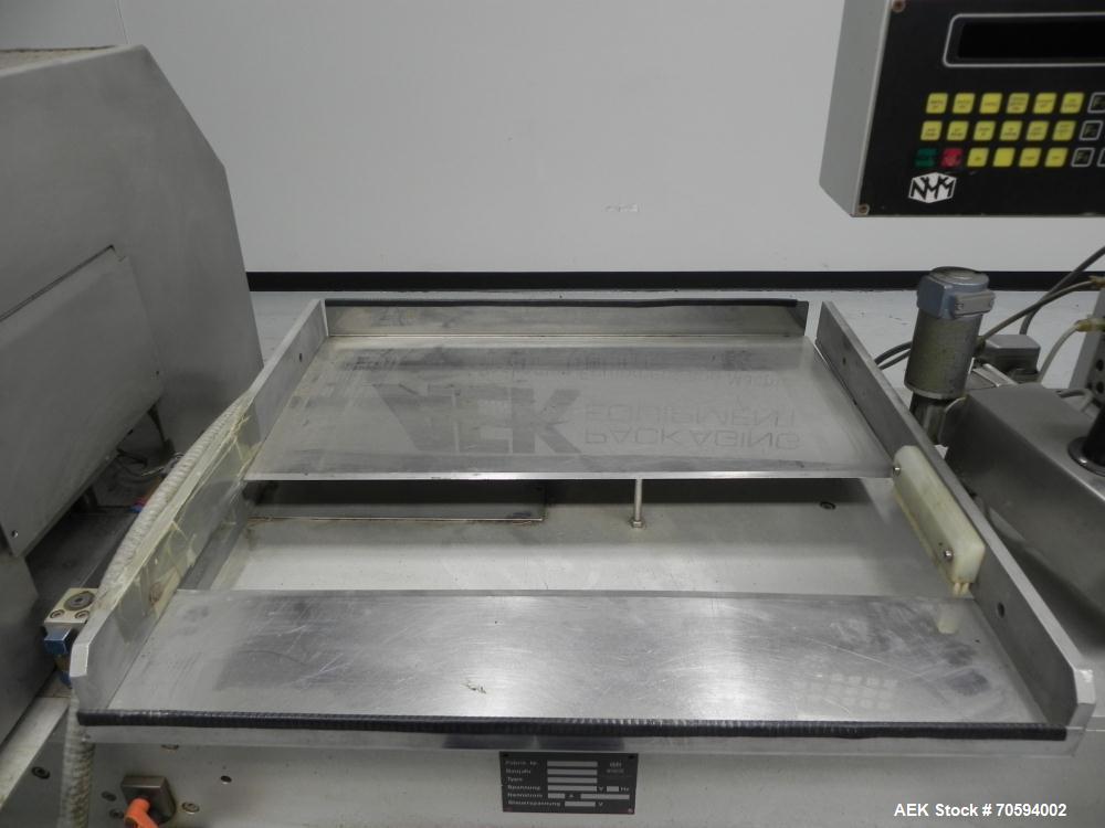 Used Noack Model DPN 760 Blisterpack Thermoformer Machine. Capable of speeds up to 60 cycles per minute. Maximum foil width 165 mm, indexing length 123 mm, forming area 150 mm x 120 mm, forming depth...