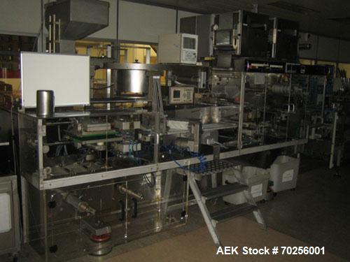 Used PamPac BP602 Blister Packaging Machine, stainless steel, 45 cycles per minute, format 6.38" x 0.4" x 0.12" (162 x 10 x 3 mm), with precutting, cutting sizes 2.95" x 2.52" (75 x 64 mm) and 2.52" ...