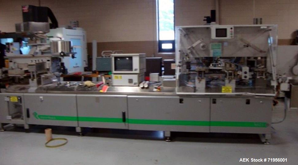Used Romaco High Performance Platen Sealing Machine; Model NOACK 623-L. Forming Cycles = 60-80. Cutting Cycles 80. Max forming area 220 wide x 160 mm advance. Max forming depth 25mm. Max foil width =...