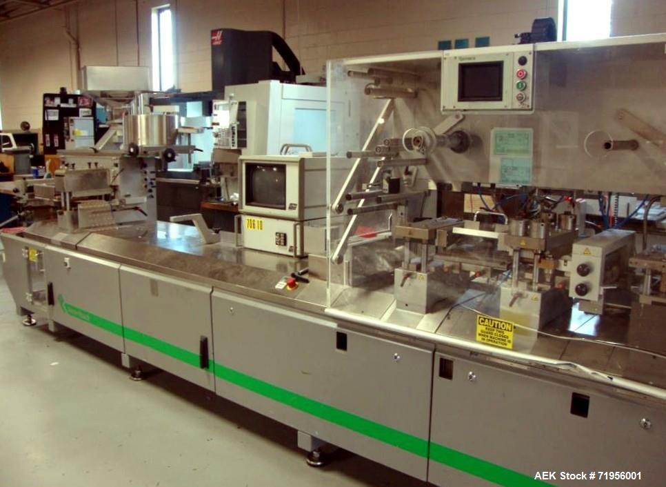 Used Romaco High Performance Platen Sealing Machine; Model NOACK 623-L. Forming Cycles = 60-80. Cutting Cycles 80. Max forming area 220 wide x 160 mm advance. Max forming depth 25mm. Max foil width =...