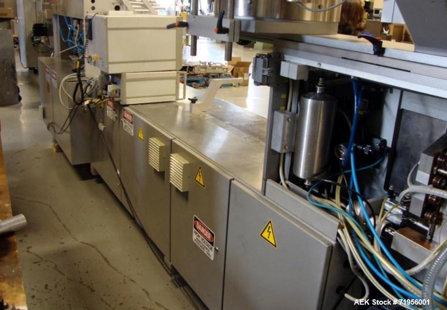 Used Romaco High Performance Platen Sealing Machine; Model NOACK 623-L. Forming Cycles = 60-80. Cutting Cycles 80. Max forming area 220 wide x 160 mm advance. Max forming depth 25mm. Max foil width =...
