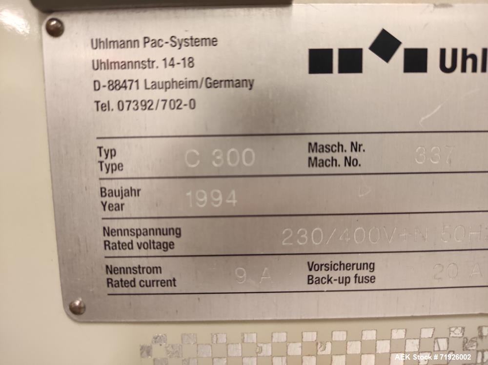 Used- Uhlmann Model UPS 1060 Continuous Pharmaceutical Blister Packing Line