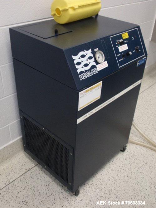 Used Uhlmann Thermoforming Blister Packaging Machine, Model UPS300. Currently running a 150mm x 120mm card, with Hapamatic foil printer, Neslab process chiller, 480 volt, serial# 552.