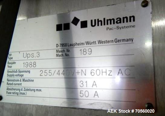 Used Uhlmann Thermoforming Blister Packaging Machine, Model UPS3