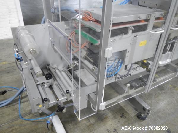 Used Uhlmann UPS4 Blisterpack Thermoformer Machine. Capable of speeds from 15 to 50 cycles per minute or 600 blister packs per minute. Maximum format size: 272mm x 284mm max format. Max depth of fill...
