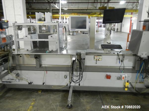 Used Uhlmann UPS4 Blisterpack Thermoformer Machine. Capable of speeds from 15 to 50 cycles per minute or 600 blister packs per minute. Maximum format size: 272mm x 284mm max format. Max depth of fill...
