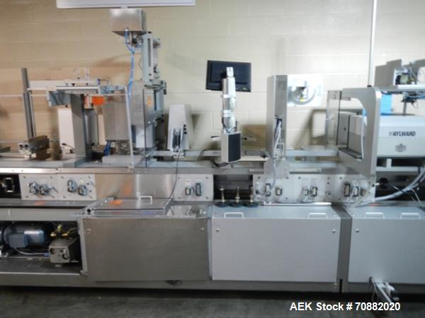 Used Uhlmann UPS4 Blisterpack Thermoformer Machine. Capable of speeds from 15 to 50 cycles per minute or 600 blister packs per minute. Maximum format size: 272mm x 284mm max format. Max depth of fill...