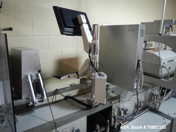 Used Uhlmann UPS4 Blisterpack Thermoformer Machine. Capable of speeds from 15 to 50 cycles per minute or 600 blister packs per minute. Maximum format size: 272mm x 284mm max format. Max depth of fill...