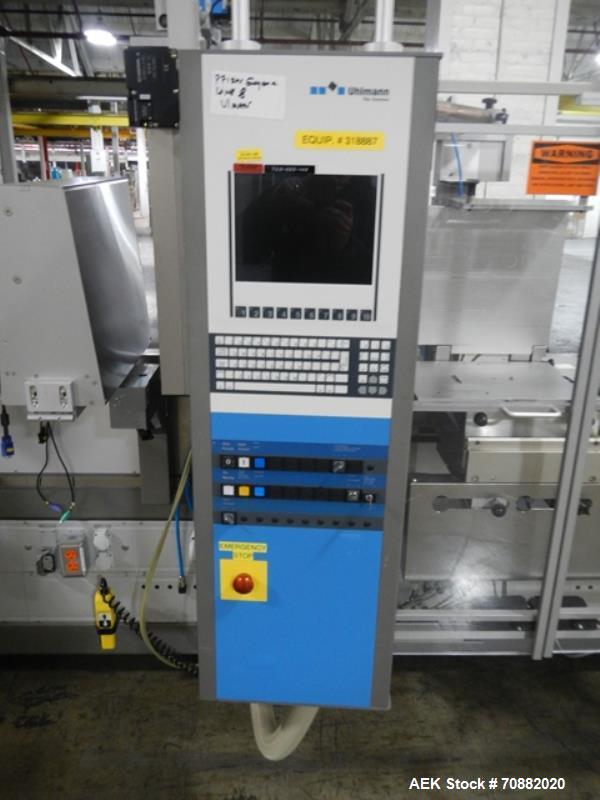 Used Uhlmann UPS4 Blisterpack Thermoformer Machine. Capable of speeds from 15 to 50 cycles per minute or 600 blister packs per minute. Maximum format size: 272mm x 284mm max format. Max depth of fill...