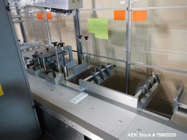 Used Uhlmann UPS4 Blisterpack Thermoformer Machine. Capable of speeds from 15 to 50 cycles per minute or 600 blister packs per minute. Maximum format size: 272mm x 284mm max format. Max depth of fill...