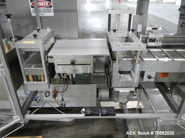 Used Uhlmann UPS4 Blisterpack Thermoformer Machine. Capable of speeds from 15 to 50 cycles per minute or 600 blister packs per minute. Maximum format size: 272mm x 284mm max format. Max depth of fill...