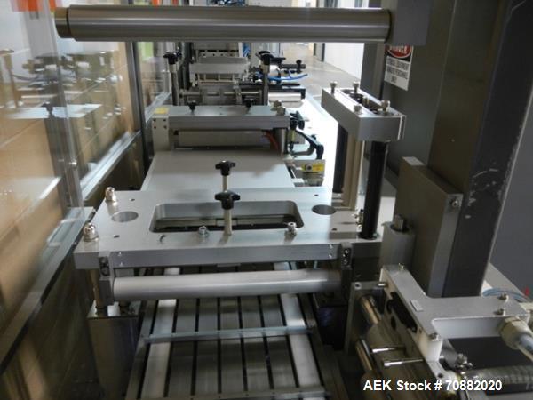 Used Uhlmann UPS4 Blisterpack Thermoformer Machine. Capable of speeds from 15 to 50 cycles per minute or 600 blister packs per minute. Maximum format size: 272mm x 284mm max format. Max depth of fill...