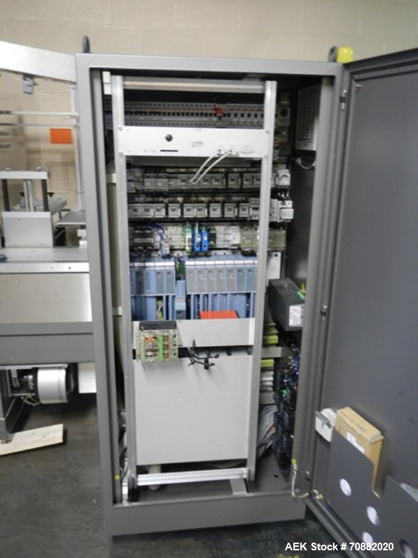 Used Uhlmann UPS4 Blisterpack Thermoformer Machine. Capable of speeds from 15 to 50 cycles per minute or 600 blister packs per minute. Maximum format size: 272mm x 284mm max format. Max depth of fill...