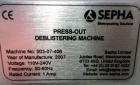 Used Sepha Model T406-001 Press Out Semi-Automatic Deblistering Machine. Can deblister reject packs at a rate of up to 40 blisters per minute. Maximum pack size 170mm Wide X unlimited length. Stainle...