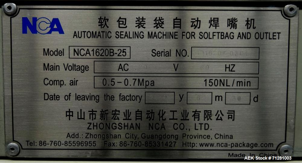Used NCA Co Model NCA1620B-25 Automatic Pouch Spout Inserter